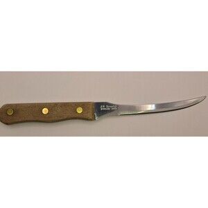 Vintage J.A. Bornschafft 6" Curved Boning Fillet Knife - Wood Handle Stainless